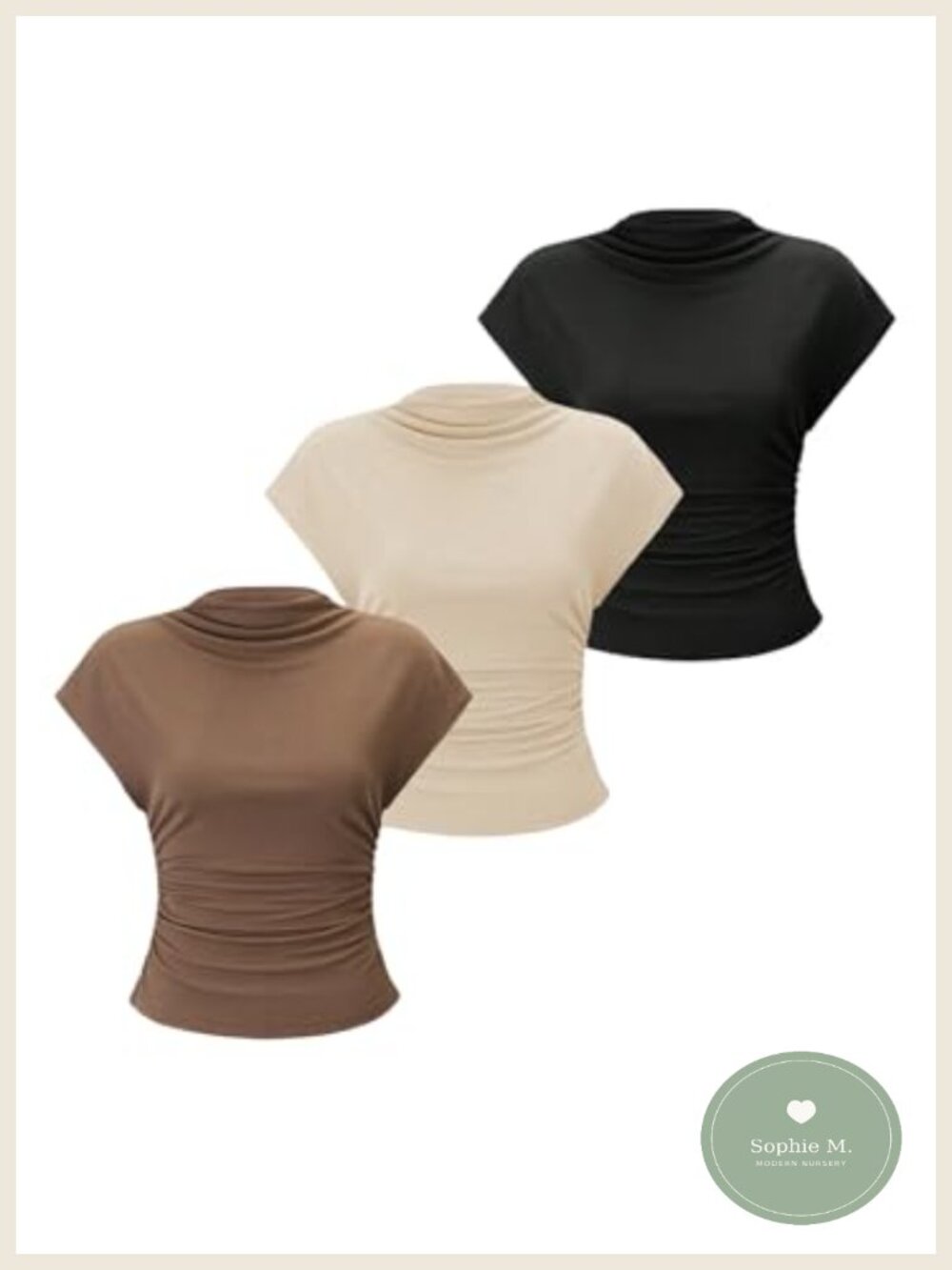 3 Pack Mock Neck Ribbed Tank Tops Business Casual Cap Sleeve